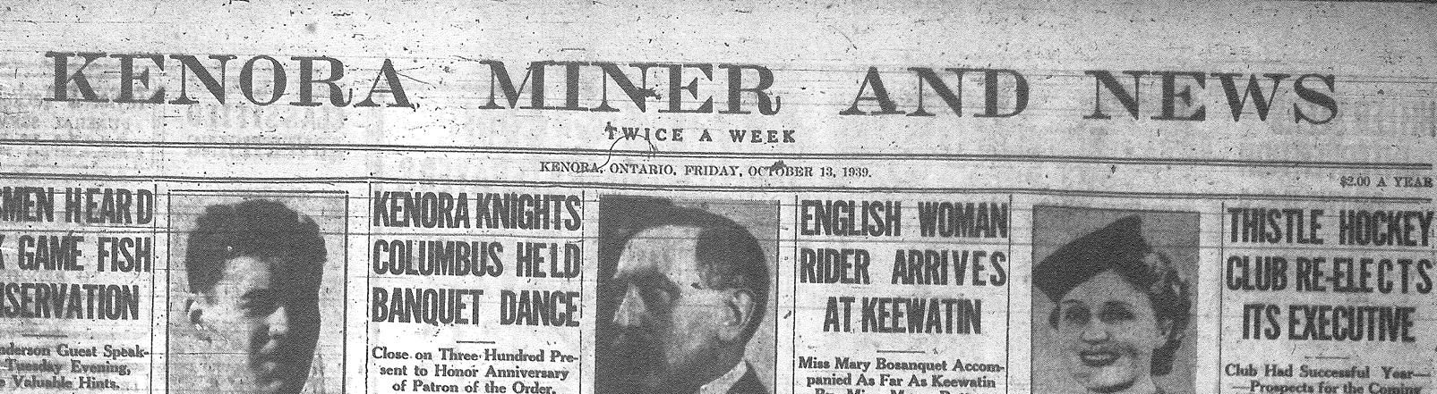 Kenora Miner and News 1930's newspaper